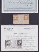 Bayern 1873 - MiNr. 29 Xb Zwischenstegpaar postfrisch Befund Sem BPP 9 Kr. braun