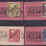 Berlin 17-20 gestempelt, Luftbrücke, geprüft Schlegel, 1-5 MARK Schwarzaufdruck