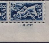 Saarland, Michel Nr. 284 Br Druckdatum 1.10.1949 Ecke Eckrand postfrisch