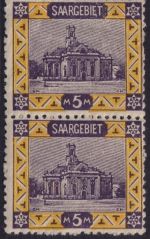 Saargebiet Nr. 67 A senkrechtes Paar postfrisch - 5 M Ludwigskirche Saarbrücken