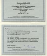 Deutsches Reich 334 B P HT gestempelt, Plattenfehler Attest Bauer, Michel 1.000 €!