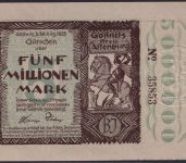 NOTGELD Gößnitz Altenburg 5 Millionen Mark 30.08.1923 - Spinnerei Thüringen
