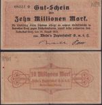 NOTGELD Rosenthal Reuß 10 Millionen Mark 14.08.1923 - Papierfabrik Thüringen