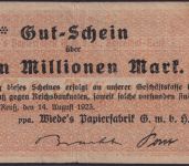 NOTGELD Rosenthal Reuß 10 Millionen Mark 14.08.1923 - Papierfabrik Thüringen