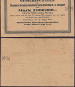 NOTGELD Sitzendorf 2 Millionen Mark 31.08.1923 - Porzellan-Manufaktur Thüringen