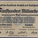 NOTGELD Saalfeld & Rudolfstadt 500 Milliarden Mark 13.11.1923 - Thüringen