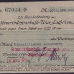 NOTGELD Wurzbach 1 Milliarde Mark 26.10.1923 - Gemeindesparkasse Thüringen