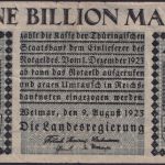 NOTGELD Weimar 1 Billion Mark 09.08.1923 - Landesregierung Thüringen