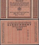 NOTGELD Weimar 100 Milliarden Mark 09.08.1923 - Landesregierung Thüringen