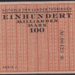NOTGELD Weimar 100 Milliarden Mark 09.08.1923 - Landesregierung Thüringen