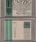 NOTGELD Weimar 50 Milliarden Mark 09.08.1923 - Landesregierung Thüringen