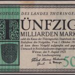 NOTGELD Weimar 50 Milliarden Mark 09.08.1923 - Landesregierung Thüringen
