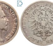 BAYERN, 2 Mark 1876 D, König Ludwig II., Silber, Jäger 41