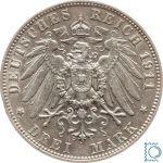 SACHSEN, 3 Mark 1911 E, König Friedrich August, Jg. 135