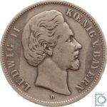 BAYERN, 5 Mark 1875 D, König Ludwig II., J.42, Silber