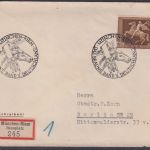 Deutsches Reich 671 y SST Brief gestempelt München-Riem 31.7.38 Braunes Band
