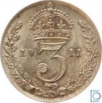 Großbritannien 3 Pence 1911 | 1st issue | George V. (1910-1936) - Patina!