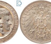 WÜRTTEMBERG, 3 Mark 1911 F, König Wilhelm II. & Charlotte, J.177