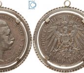 PREUSSEN, 5 Mark 1904 A, Wilhelm II. - mit Fassung und Anhänger - 34,5g!