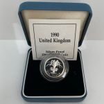 Großbritannien, 1 Pfund 1990 PP Welsh Leek; Silver Proof, Elisabeth II.