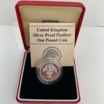 Großbritannien, 1 Pfund 1987 PP English Oak; Silver Piedfort, Elisabeth II.