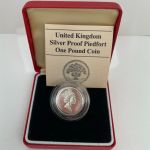Großbritannien, 1 Pfund 1987 PP English Oak; Silver Piedfort, Elisabeth II.