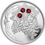 Kanada 20 Dollars 2010 | Holiday Pinecone RUBY Swarovski Crystals | Silbermünze PP Etui + CoA