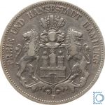 HAMBURG, 5 Mark 1876 J, Stadtwappen, Jäger 62, Silbermünze
