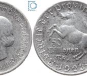 Notgeld Westfalen, 50 Millionen 1923, Minister von Stein, Alu, Jäger N26