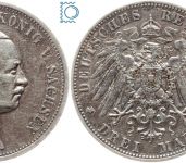 SACHSEN, 3 Mark 1910 E, König Friedrich August, Jg. 135, Patina