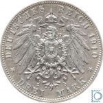 SACHSEN, 3 Mark 1910 E, König Friedrich August, Jg. 135, Patina
