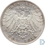 BADEN, 3 Mark 1911 G, Großherzog Friedrich II., J.39, Silber
