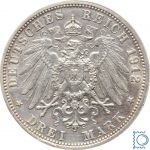 WÜRTTEMBERG, 3 Mark 1912 F, König Wilhelm II., Silber, J.175