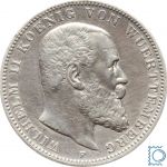 WÜRTTEMBERG, 3 Mark 1908 F, König Wilhelm II., Silber, J.175