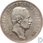 SACHSEN, 3 Mark 1909 E, König Friedrich August, Jg. 135, Patina