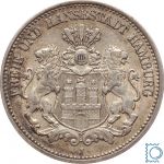 HAMBURG Stadtwappen, 3 Mark 1911 J, Jg. 64, Patina!