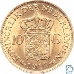 Niederlande, 10 Gulden 1917 Gold | Goldmünze Wilhelmina I. 1890-1948