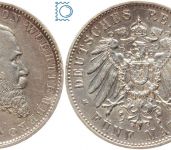 WÜRTTEMBERG, 5 Mark 1913 F, König Karl, J.176