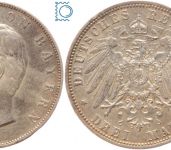 BAYERN, 3 Mark, König Otto, 1909 D, J.47, Silber