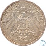 BAYERN, 3 Mark, König Otto, 1909 D, J.47, Silber