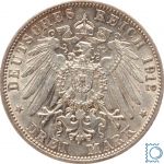 BADEN, 3 Mark 1912 G, Großherzog Friedrich II., J.39, Silber