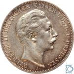 PREUSSEN, 3 Mark 1910 A, Wilhelm II., J.103, SILBER