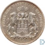 HAMBURG Stadtwappen, 3 Mark 1911 J, Jg. 64, Silber