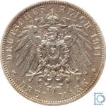 HAMBURG Stadtwappen, 3 Mark 1911 J, Jg. 64, Silber