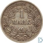KAISERREICH, 1 Mark, 1893 F, Jg. 17, Silbermünze großer Adler