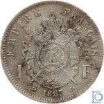 Frankreich 1 Franc 1867 K Bordeaux - Napoleon III. - Silber