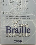 Italien 2 Euro 2009 - Louis Braille - Original in Coincard Blister OVP