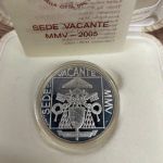 Vatikan 5 Euro 2005 PP - Sede Vacante - Silber Box CoA