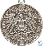 BADEN, 2 Mark 1906 G, Friedrich + Luise - Goldene Hochzeit - Anhänger