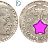 2 RM Reichsmark 1936 J, Hindenburg, J.366, Silber - Selten!